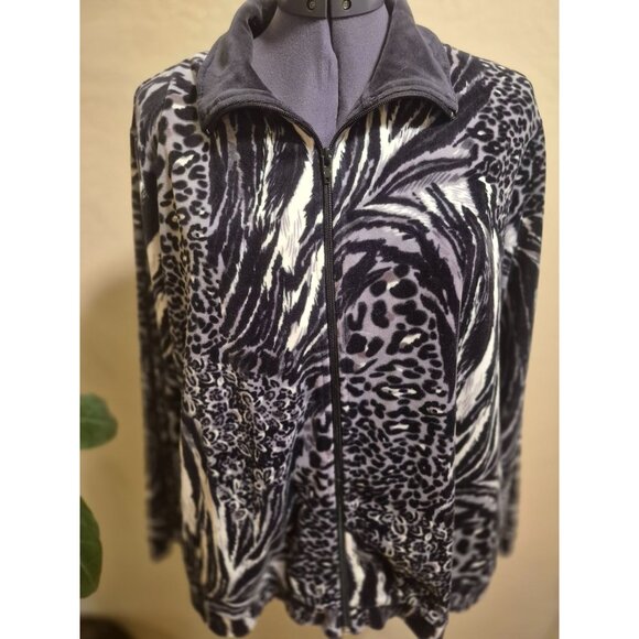 Zebra Leopard Print Zip Up Jacket size L - Picture 4 of 4